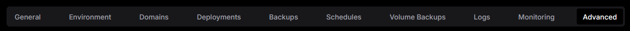 Dokploy Advanced Tab
