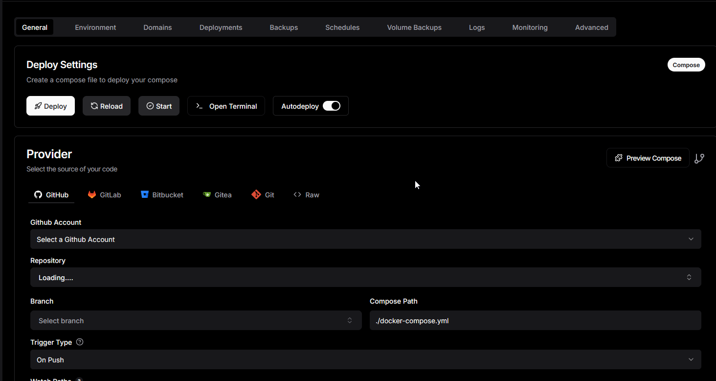 Dokploy Service Page