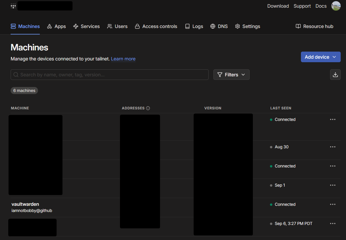 Tailscale Dashboard